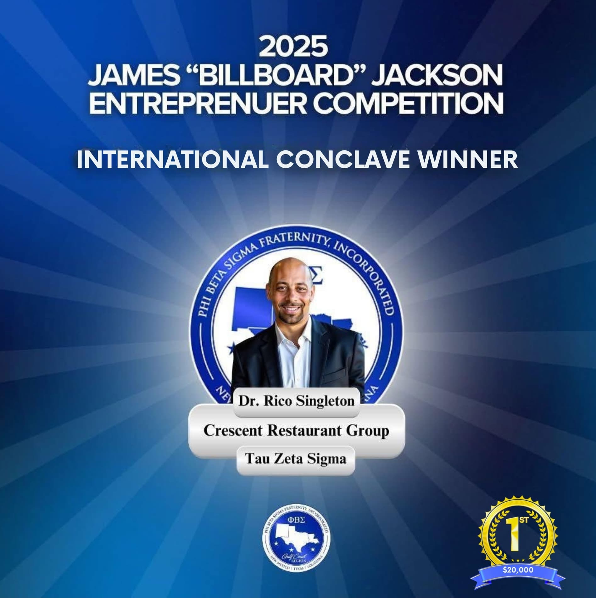 Bro. Dr. Rico Singleton, 2025 James "Billboard" Jackson Entrepreneur Competition International Conclave Winner